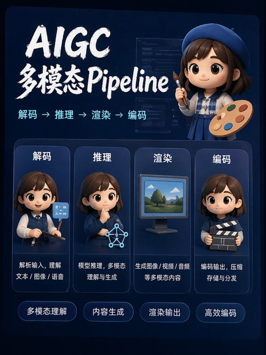 AIGC 多模态 Pipeline：解码 → 推理 → 渲染 → 编码